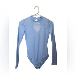 Sky blue mesh bodysuit